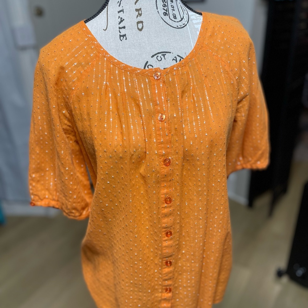 Chico's Orange Button-Down Shirt